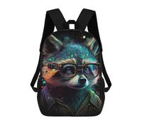 sinyumoney Raccoon with Glasses Art Print Mochila Infantil De 17 Pulgadas, Mochila Escolar Con Estampado 3D De Dibujos Animados Para Niños Y Adolescentes.