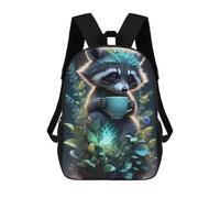 sinyumoney Raccoon with Magical Cup Mochila Escolar Impresa En 3D Mochila Escolar De Moda Para Niños Mochilas Para Niños Estudiantes De Secundaria 17inch