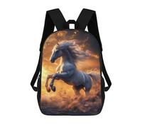 sinyumoney Radiant Peacock Mochila escolar grande impermeable para ordenadores portátiles, niñas, niños y adolescentes, White Horse Sunset, 17"