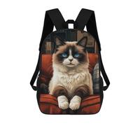 sinyumoney Ragdoll Cat on Red Couch Mochilas Infantiles Impresas En 3D De 17 Pulgadas. Mochila Escolar Informal Impresa En 3D Para Niños De Primaria Y Secundaria.