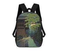 sinyumoney Rain Japanese Painting Mochila Grande Escolar Para Niños - Perfecta Para Viajes, Trabajo Y Uso Diario 17inch