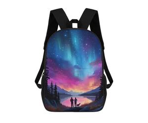 sinyumoney Rainbow Aurora Over Lake Mochila Escolar Resistente Al Agua, Mochila Escolar De Negocios Para Niños/niñas/adolescentes 17inch