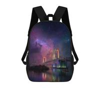 sinyumoney Rainbow Bridge Night Sky Mochila Escolar Para Secundaria, Mochila Informal Para Niñas Y Adolescentes 17inch