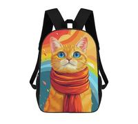 sinyumoney Rainbow Cat Scarf Art Print Mochila Escolar Impresa En 3D 17inch Mochilas De Moda Para Niños, Mochilas Escolares Para Niños De Primaria Y Secundaria