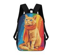 sinyumoney Rainbow Cat with Scarf Mochila Infantil De 17 Pulgadas, Mochila Escolar Con Estampado 3D De Dibujos Animados Para Niños Y Adolescentes.