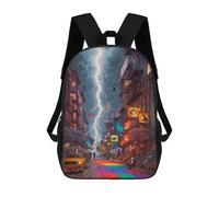 sinyumoney Rainbow Cityscape with Lightning Strike Mochila De Peluche Con Dibujos Animados, Mochila 3D Para Niños, Bolsa Escolar, Idea De Regalo De Cumpleaños Para Niños Y Niñas 17inch