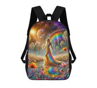 sinyumoney Rainbow Cosmic Garden Mochila Escolar, Bolso De Negocios, Bolso Para Portátil Resistente Para Niñas Y Adolescentes 17inch