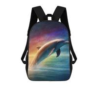 sinyumoney Rainbow Dolphin Splash 17inch Mochila Escolar Impresa En 3D Para Niños, Mochila Escolar Informal De Moda, Mochilas De Viaje Para Niños Y Estudiantes.