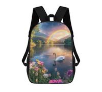 sinyumoney Rainbow Lake with Swan Mochila Infantil De 17 Pulgadas, Mochila Escolar Con Estampado 3D De Dibujos Animados Para Niños Y Adolescentes.