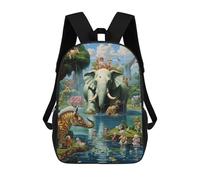 Sinyumoney Rainbow Lizard in Fantasy Forest Mochila escolar de gran formato, ligero e informal, para niñas, niños y adolescentes, Fantasy Forest Adventure, 17"