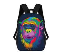 sinyumoney Rainbow Monkey Portrait Mochila Escolar Para Niñas Y Niños, Mochilas De Gran Capacidad, Mochilas Ligeras Para Niños Y Estudiantes 17inch