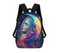 sinyumoney Rainbow Moon Goddess Mochila Escolar Para La Escuela Secundaria, Preparatoria, Universidad, Viajes Para Niñas, Niños Y Adolescentes 17inch