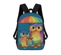 sinyumoney Rainbow Owl Family Art Print Mochila Escolar Infantil De 17 Pulgadas Con Estampado 3D De Películas De Anime Para Niños, Mochila De Viaje, Mochila Escolar Infantil