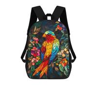 sinyumoney Rainbow Parrot Stained Glass Panel Mochila Escolar, Bolso De Negocios, Bolso Para Portátil Resistente Para Niñas Y Adolescentes 17inch