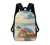 sinyumoney Rainbow Sea Turtle on Beach Mochila De Moda Para Papelería, Impermeable, Informal, Para Niños/niñas/adolescentes 17inch