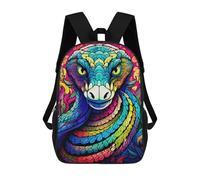 sinyumoney Rainbow Serpent Portrait Mochila Escolar Para Niños Y Niñas, Mochila Informal De Viaje, Mochila De Gran Capacidad Para El Día A Día 17inch