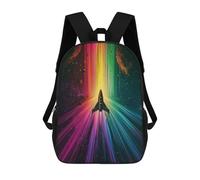 sinyumoney Rainbow Space Rocket Mochila Escolar Infantil De Moda Informal Mochilas Infantiles Impresas En 3D Mochila Grande Para Niño 17inch