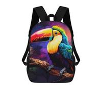 sinyumoney Rainbow Toucan in Tropical Night Mochilas Impresas En 3D Para Niños, Mochila Escolar, Mochila De Moda Para Niños De Primaria Y Secundaria 17inch