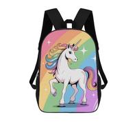 sinyumoney Rainbow Unicorn Cartoon Illustration Mochila Escolar De Moda Para Estudiantes, Adecuada Para Niños Y Niñas, Mochila Informal Para Viajes Al Aire Libre, Esencial Para El Día A Día 17inch