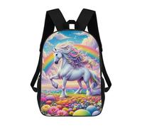 sinyumoney Rainbow Unicorn Garden Mochila Escolar De Moda Para Estudiantes, Adecuada Para Niños Y Niñas, Mochila Informal Para Viajes Al Aire Libre, Esencial Para El Día A Día 17inch