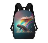 sinyumoney Rainbow Whale Mochila Infantil Escolar Para Niños Con Estampado 3D De Dibujos Animados, Mochila Escolar Para Estudiantes, Mochila Para Portátil Para Niños Y Niñas 17inch