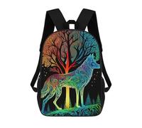 sinyumoney Rainbow Wolf And Trees Artwork Mochila Escolar Infantil Impresa En 3D Para Niños, Mochilas De Viaje De Alta Capacidad, Bolsas Para Libros, Mochila Escolar Infantil 17inch
