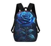 sinyumoney Rainy Blue Rose Flower Mochila Escolar, Mochila Informal, Mochila De Día, Mochila Escolar, De Trabajo Y De Viaje Para Hombres, Mujeres Y Adolescentes. 17inch