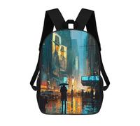 sinyumoney Rainy City Night Neon Reflections Mochila Escolar Para Institutos Y Colegios Informales Para Acampar, Aventuras Al Aire Libre Y Viajes Diarios 17inch