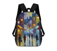 sinyumoney Rainy City Street Painting Mochilas Para Niños Mochila Escolar Mochila Escolar Impresa En 3D Para Niños Estudiantes De Primaria Y Secundaria 17inch