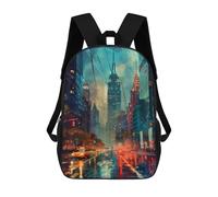 sinyumoney Rainy Cityscape with Taxi Mochilas Impresas En 3D Para Niños 17inch Mochilas De Moda Informales Para El Día A Día, Bolsas De Viaje, Mochilas Informales Para Exteriores Para Niños Y Niñas