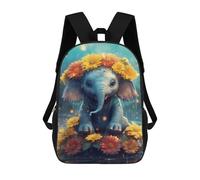 sinyumoney Rainy Day Elephant Flowers Mochila Escolar Infantil De 17 Pulgadas, Mochila Escolar Impresa En 3D Para Niños De Primaria Y Secundaria