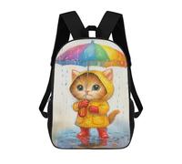 sinyumoney Rainy Day Kitten-13 Mochila Escolar Impresa En 3D 17inch Mochila Escolar Infantil Mochilas De Viaje Mochila Informal De Moda Para Niños Y Estudiantes