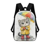sinyumoney Rainy Day Kitten-17 Mochila Escolar Impresa En 3D 17inch Mochilas De Moda Para Niños, Mochilas Escolares Para Niños De Primaria Y Secundaria