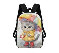 sinyumoney Rainy Day Kitten-18 Mochilas Impresas En 3D Para Niños 17inch Mochilas De Moda Informales Para El Día A Día, Bolsas De Viaje, Mochilas Informales Para Exteriores Para Niños Y Niñas
