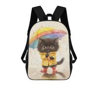 sinyumoney Rainy Day Kitten-4 Mochilas Infantiles Impresas En 3D De 17 Pulgadas. Mochila Escolar Informal Impresa En 3D Para Niños De Primaria Y Secundaria.