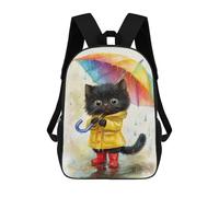 sinyumoney Rainy Day Kitten-5 Mochilas Para Niños 17inch Mochila Escolar Mochila Escolar Impresa En 3D Para Niños De Primaria Y Secundaria