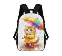 sinyumoney Rainy Day Kitten-8 Mochila Infantil De 17 Pulgadas, Mochila Escolar Con Estampado 3D De Dibujos Animados Para Niños Y Adolescentes.