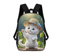 sinyumoney Rainy Day Kitten Adventure Mochila Escolar Infantil De 17 Pulgadas Con Estampado 3D De Películas De Anime Para Niños, Mochila De Viaje, Mochila Escolar Infantil