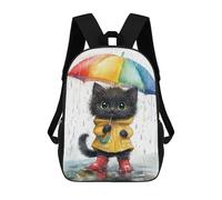 sinyumoney Rainy Day Kitten with Umbrella-1 Mochila Escolar Informal Para El Día A Día, Para La Escuela, El Trabajo Y Los Viajes Para Hombres, Mujeres Y Adolescentes. 17inch