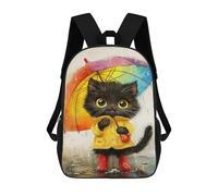 sinyumoney Rainy Day Kitten with Umbrella-3 Mochila Escolar Grande Resistente Al Agua Para Portátil Para Adolescentes, Niñas, Niños, Mujeres Y Hombres 17inch