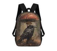 sinyumoney Rainy Forest Mushroom Crow Mochila Escolar De Moda, Mochila Para Material Escolar, Mochila Impermeable Informal Para Acampar, Aventuras Al Aire Libre Y Viajes Diarios 17inch