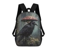 sinyumoney Rainy Forest Raven with Umbrella Mushroom-1 Mochila De Negocios Para Portátil, Mochila Unisex Informal Para Niñas, Niños Y Adolescentes 17inch