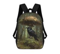 sinyumoney Rainy Forest with Ravens Mochila Escolar Para Secundaria, Mochila Informal Para Niñas Y Adolescentes 17inch