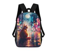 sinyumoney Rainy Night Cat Window View Mochila Escolar Grande Para Niños, Niñas, Adolescentes, Hombres Y Mujeres 17inch