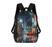 sinyumoney Rainy Night in Tokyo Mochila Escolar De Moda Para Estudiantes, Adecuada Para Niños Y Niñas, Mochila Informal Para Viajes Al Aire Libre, Esencial Para El Día A Día 17inch