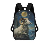 sinyumoney Ram Under The Moon Mochila Escolar Infantil Impresa En 3D, Mochila Informal De Moda Para Niños, Mochila De Viaje De Alta Capacidad Para Libros Para Niños 17inch
