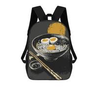 sinyumoney Ramen Bowl with Eggs And Chopsticks Mochila Escolar Infantil Impresa En 3D Para Niños, Mochilas De Viaje, Bolsas Para Libros Para Niños Estudiantes De Primaria 17inch