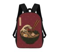 sinyumoney Ramen Wave Art Mochila Escolar Para Niñas Y Niños, Mochilas De Gran Capacidad, Mochilas Ligeras Para Niños Y Estudiantes 17inch
