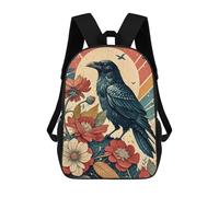 sinyumoney Raven And Flowers Mochila Escolar Infantil De Moda Informal Mochilas Infantiles Impresas En 3D Mochila Grande Para Niño 17inch