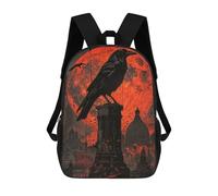 sinyumoney Raven And The Blood Moon Mochila Infantil, Mochila Escolar De Gran Capacidad Para Estudiantes, Mochila Para Libros, Mochila Para Niños, Niñas, Adultos Y Adolescentes 17inch